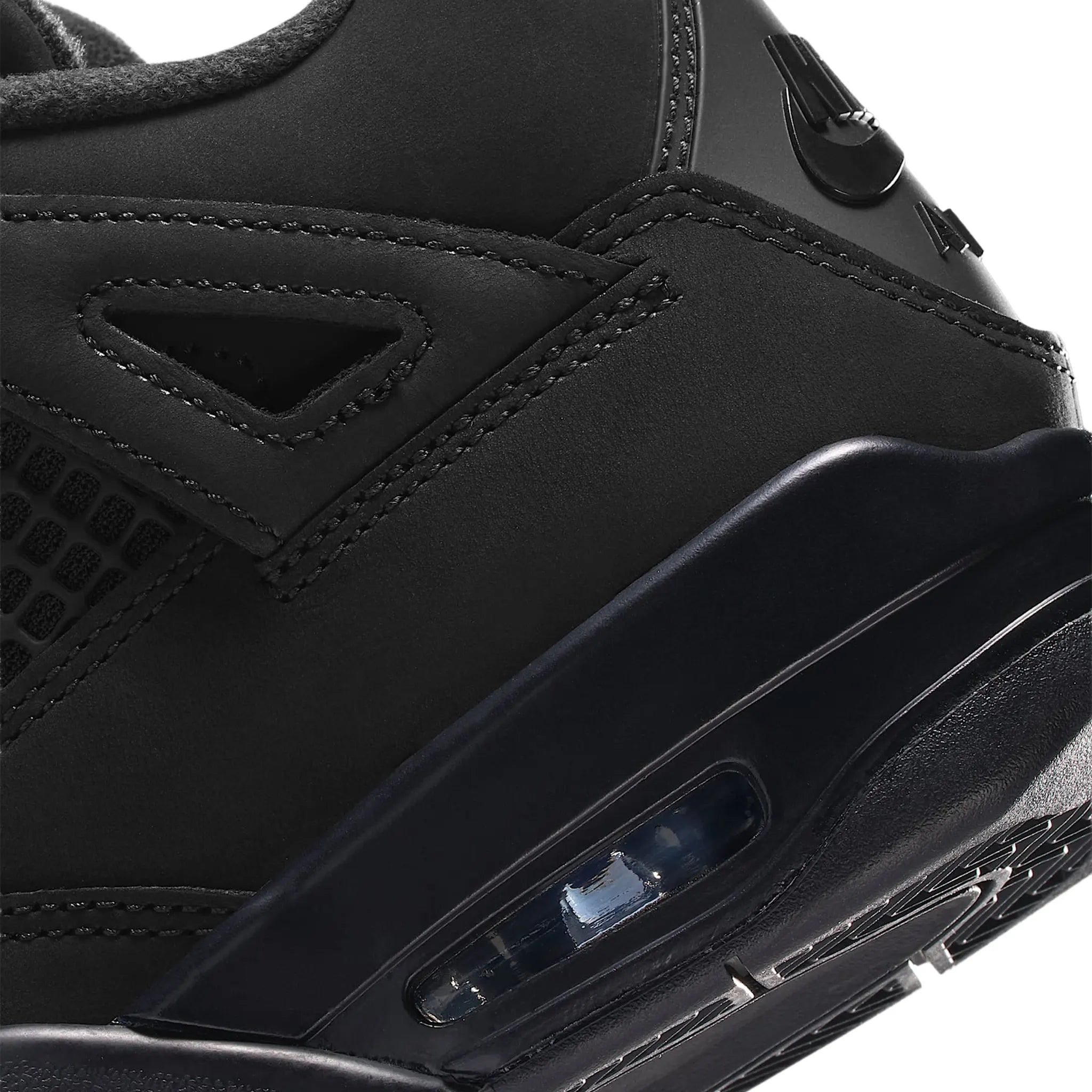 Detailed View of Air Jordan 4 Retro Black Cat (2025) (GS) IB4171-010
